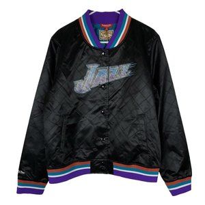 Mitchell & Ness Utah Jazz NBA Womens Jacket L Large 75th‎ Anniversary Black NWT